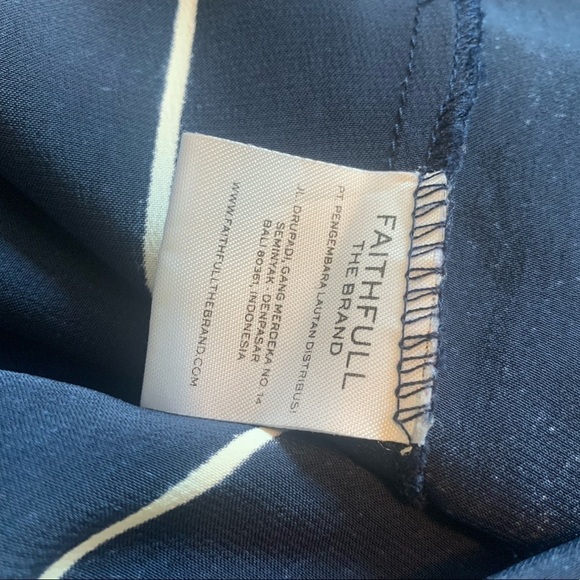 Faithfull the Brand Blue Striped Mini Dress Slip Satin V-back Size 4 - Picture 11 of 14